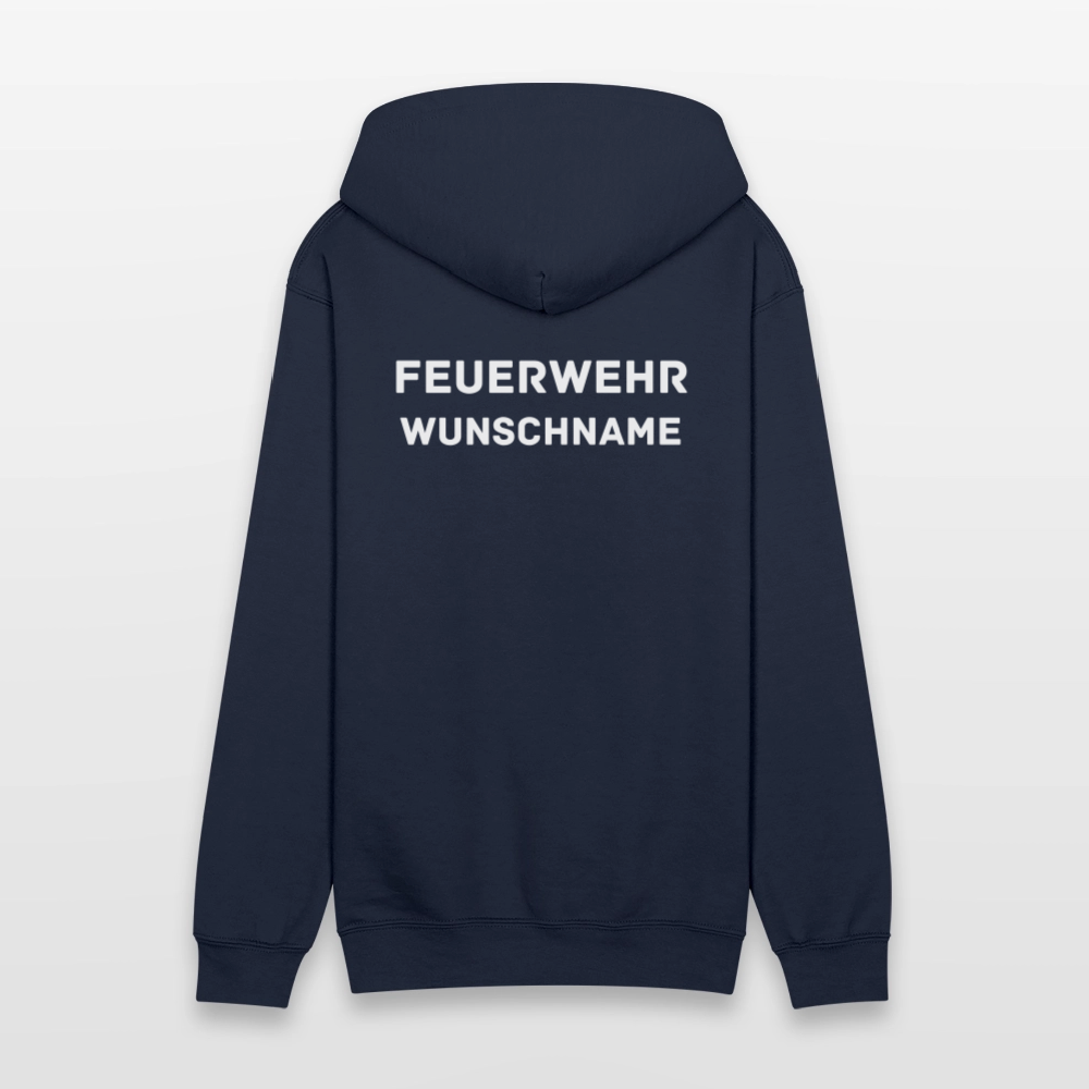 SSW1755 Männer Heavyweight Kapuzenjacke FEUERWEHR & WUNSCHNAME - Navy