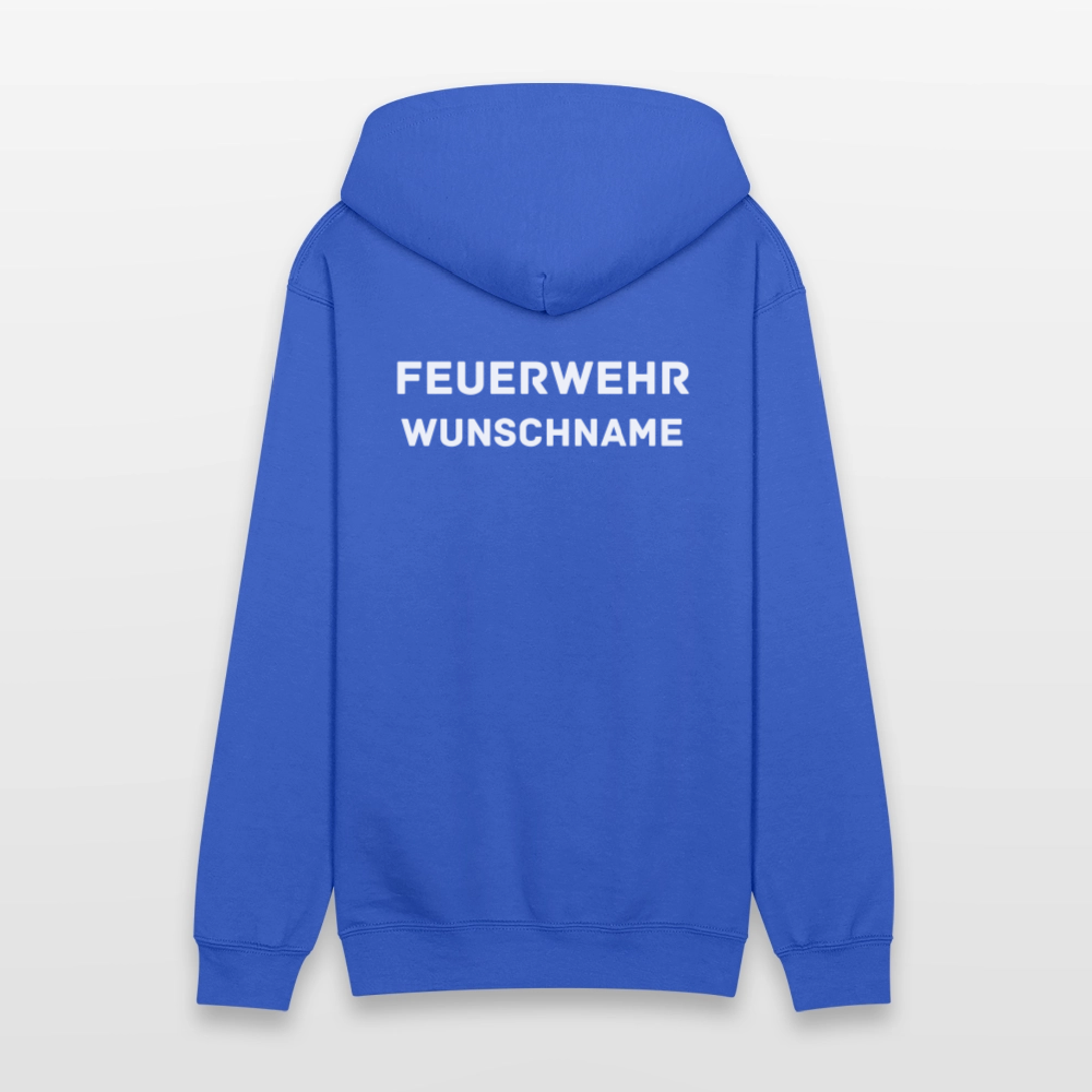SSW1755 Männer Heavyweight Kapuzenjacke FEUERWEHR & WUNSCHNAME - Königsblau