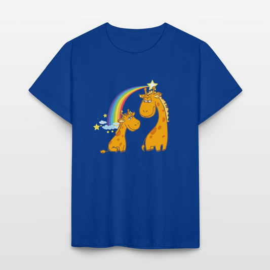 Kinder T-Shirt Regenbogen Giraffe - Royalblau