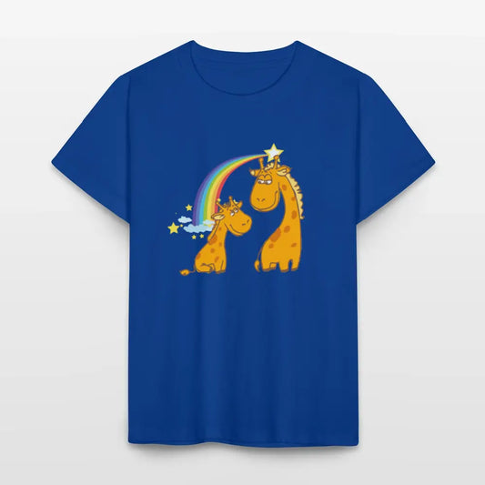 Kinder T-Shirt Regenbogen Giraffe - Royalblau