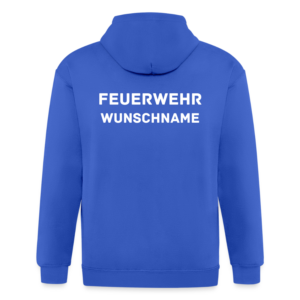 SSW1755 Männer Heavyweight Kapuzenjacke FEUERWEHR & WUNSCHNAME - Königsblau