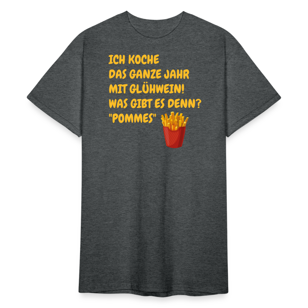 SSW2387ICH KOCHE  DAS GANZE JAHR MIT GLÜHWEIN! WAS GIBT ES DENN? "POMMES" - Dunkelgrau meliert