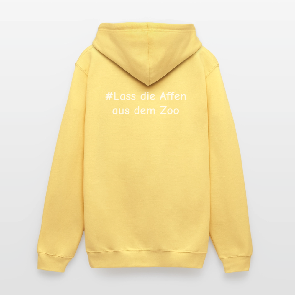 Hoodie Kunde Schule Bunte Maske gerade Schrift - Zitronengelb