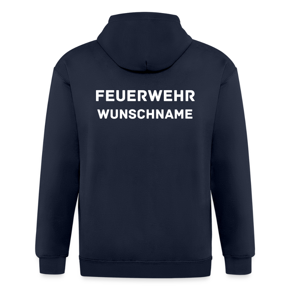 SSW1755 Männer Heavyweight Kapuzenjacke FEUERWEHR & WUNSCHNAME - Navy