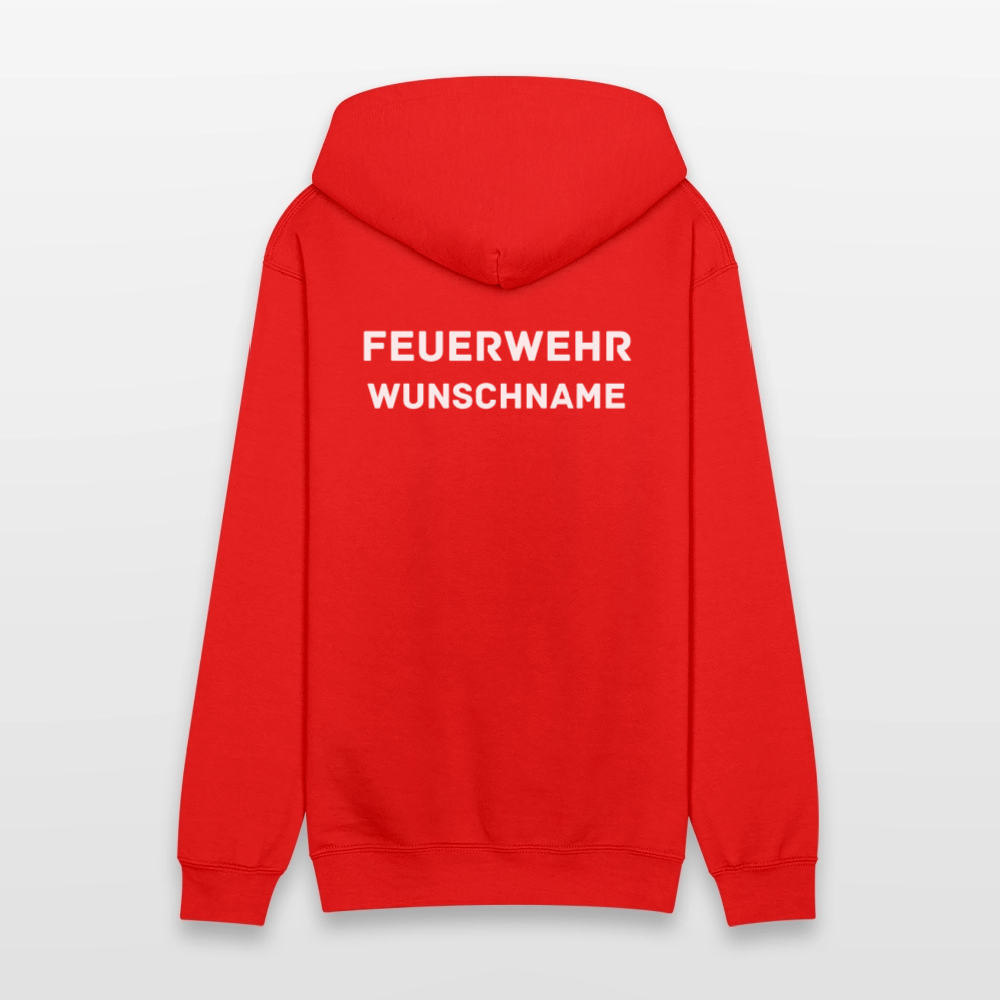 SSW1755 Männer Heavyweight Kapuzenjacke FEUERWEHR & WUNSCHNAME - Rot