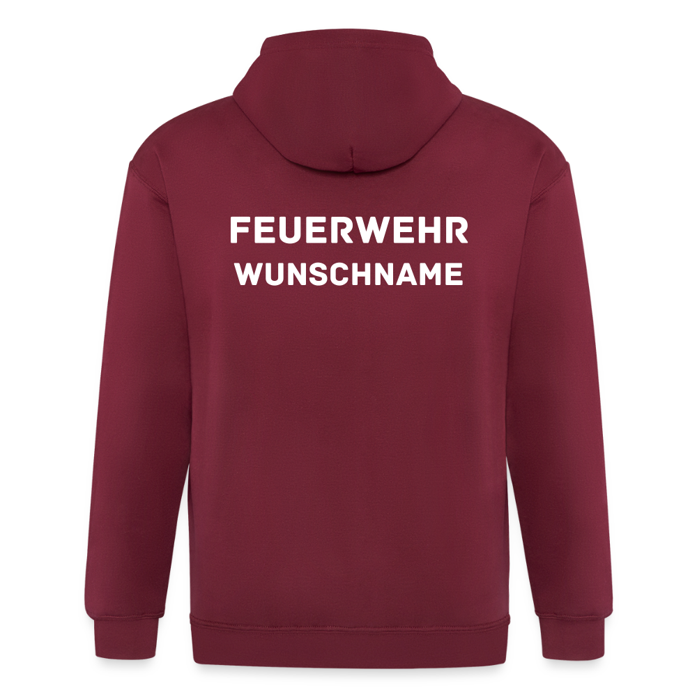 SSW1755 Männer Heavyweight Kapuzenjacke FEUERWEHR & WUNSCHNAME - Maroon