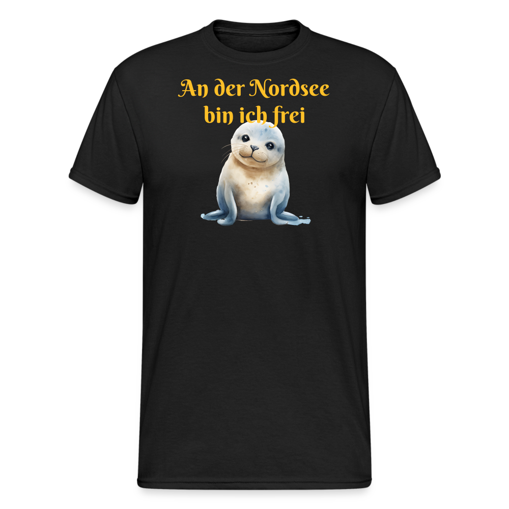 SSW2291An der Nordsee bin ich frei Seehund - Schwarz