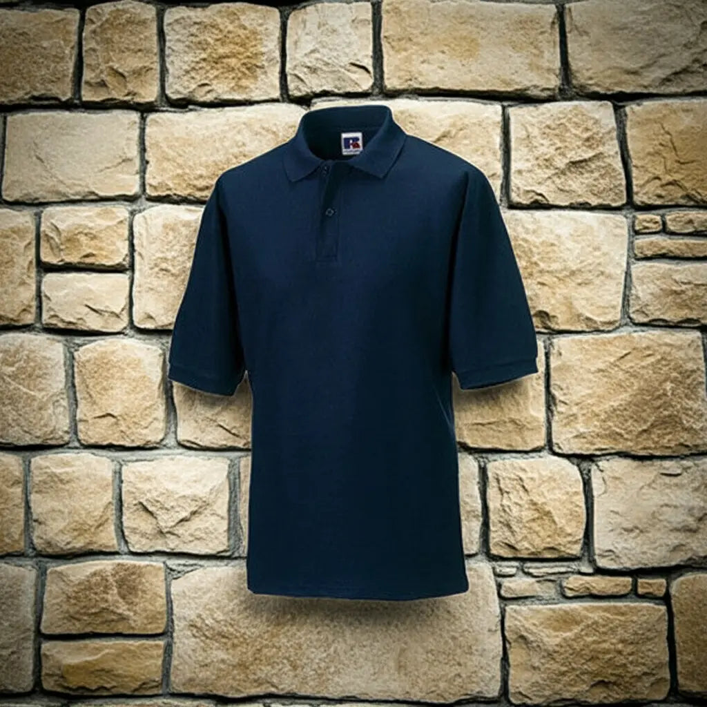 1x Men´s Ultimate Cotton Polo Russell Navyblau Größe L Kuhlesprüche