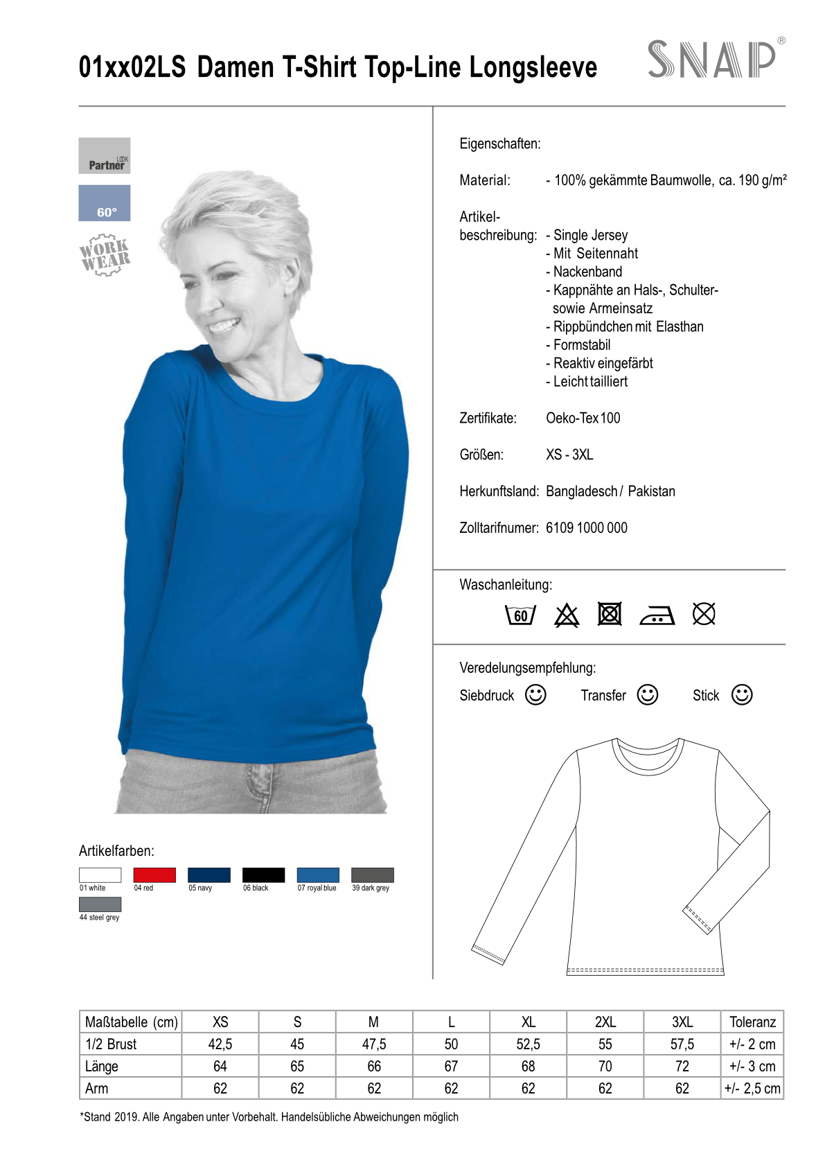 SNAP Damen T-Shirt Top-Line Longsleeve