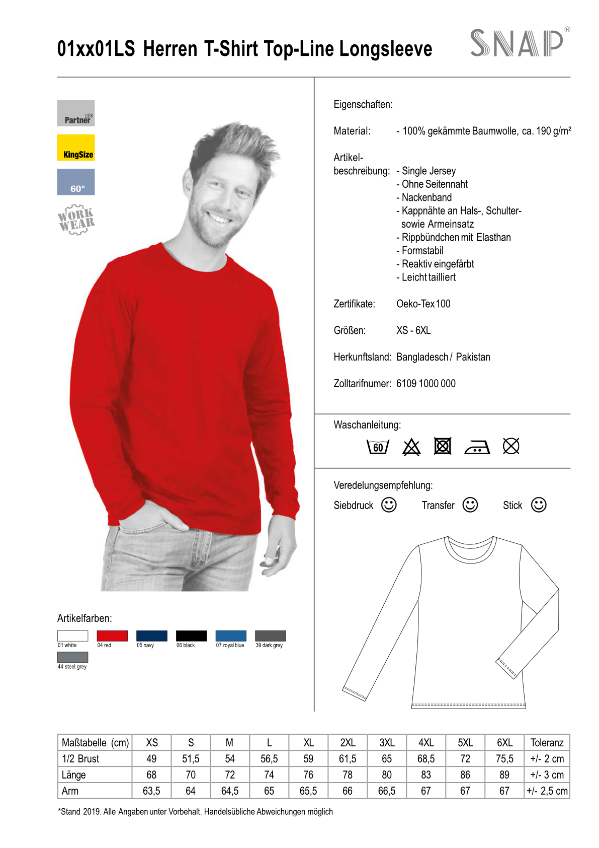 SNAP Herren T-Shirt Top-Line Longsleeve Kuhlesprüche