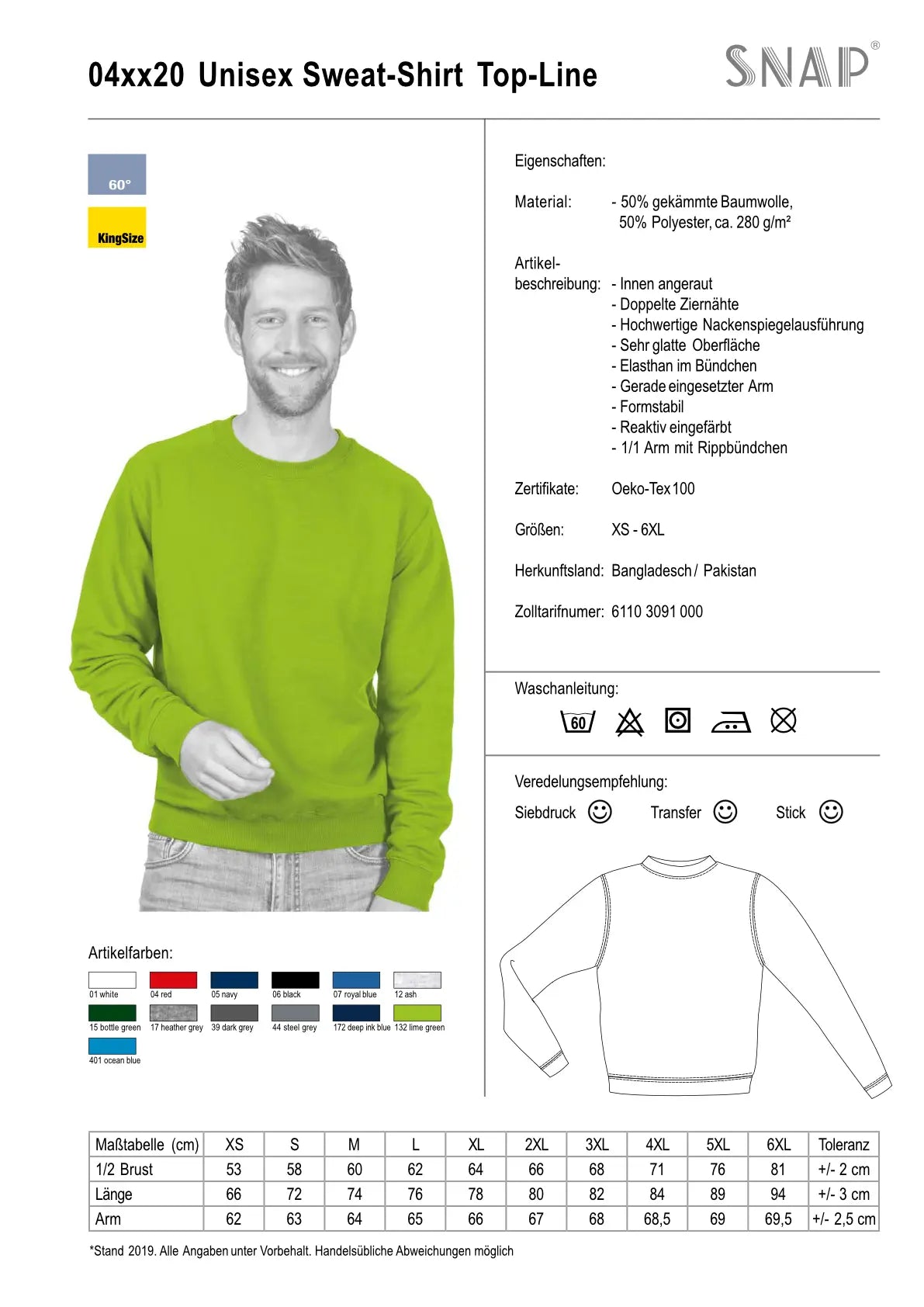 Snap Sweatshirt Top-Line Herren Kuhlesprüche