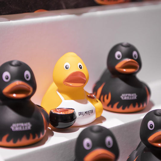 Quietsche-Ente Grillmeister mit Slogan Grillmeister