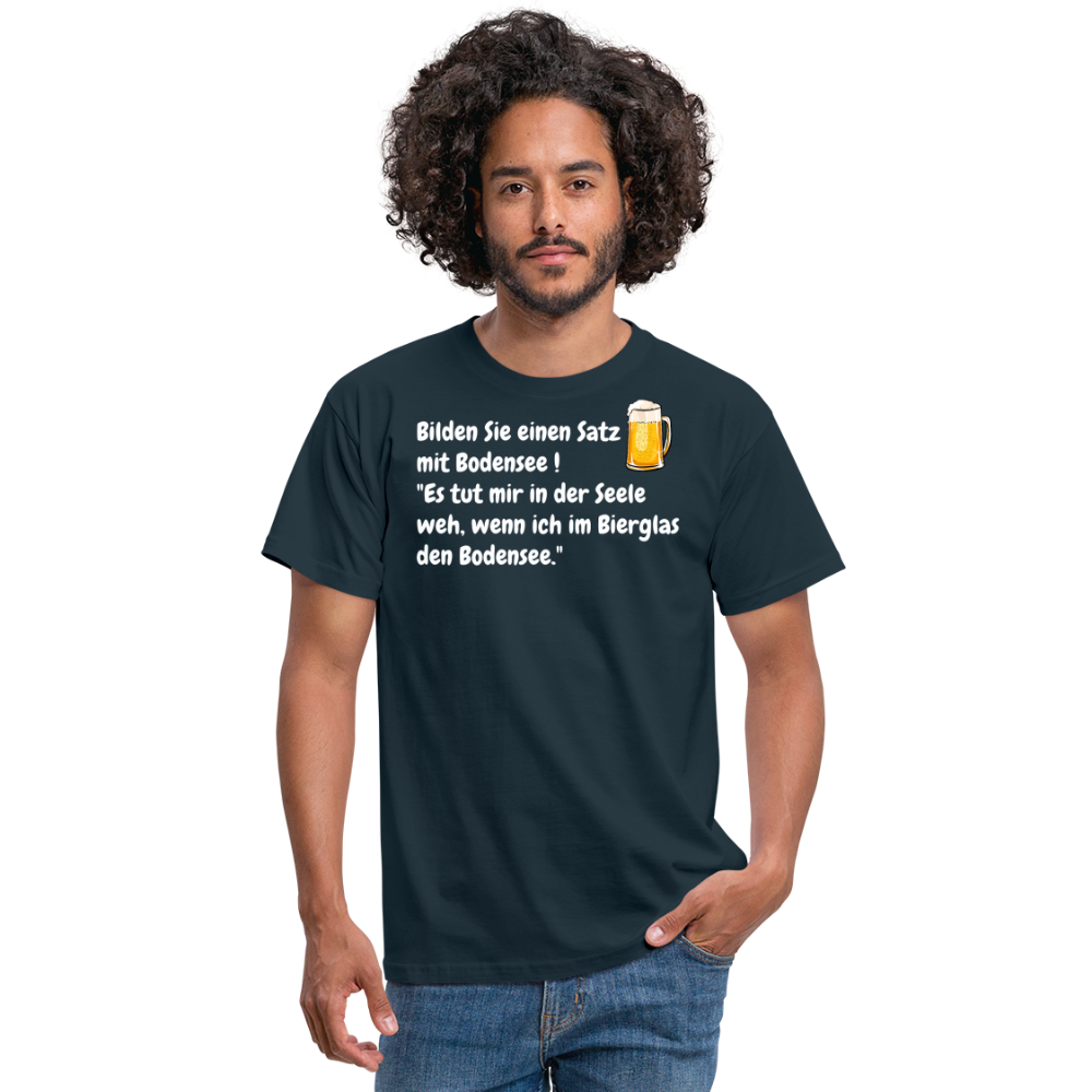 Bilden Sie einen Satz mit Bodensee ! "Es tut mir in der Seele weh, wenn ich im Bierglas den Bodensee." - Navy
