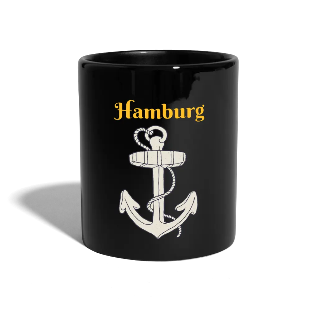 Tasse einfarbig Hamburg Anker - Schwarz