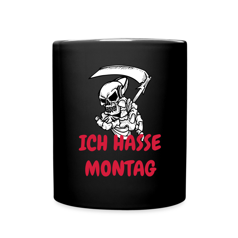 Kaffeebecher ICH HASSE MONTAG SKULL - Schwarz