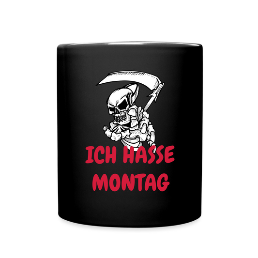 Kaffeebecher ICH HASSE MONTAG SKULL - Schwarz