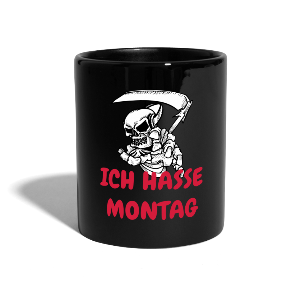 Kaffeebecher ICH HASSE MONTAG SKULL - Schwarz