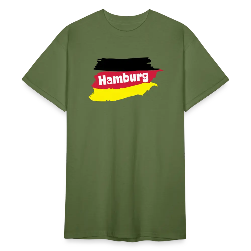 Tshirt Deutschland Hamburg Flagge - Militärgrün