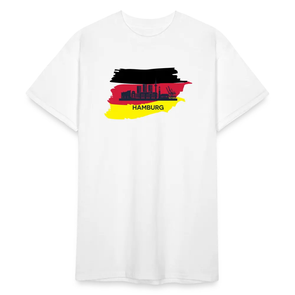 Tshirt Deutschland Hamburg Flagge - weiß