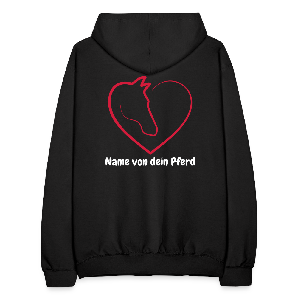 Pferdeliebe Hoodie mit Wunschname vom Pferd - Schwarz
