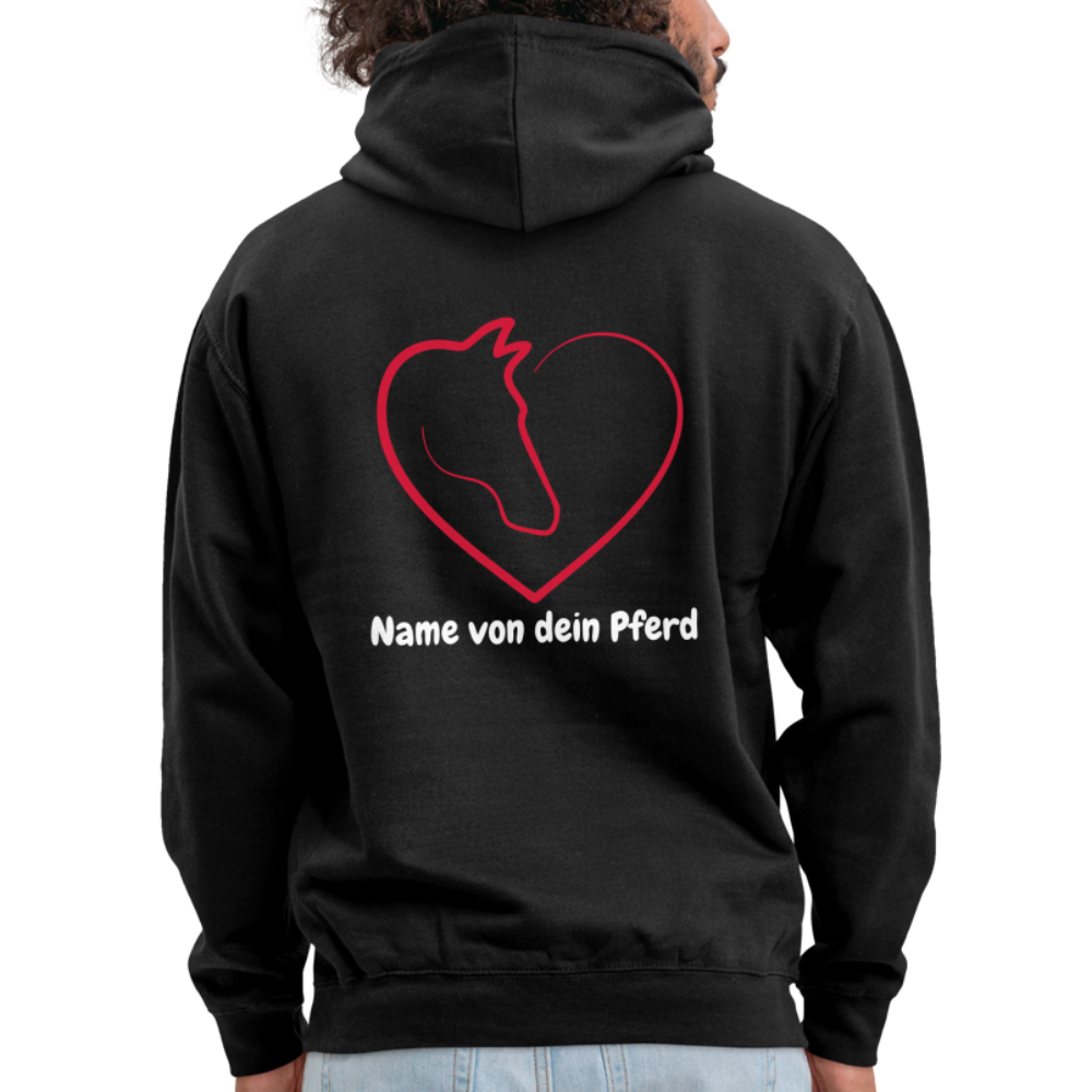 Pferdeliebe Hoodie mit Wunschname vom Pferd - Schwarz
