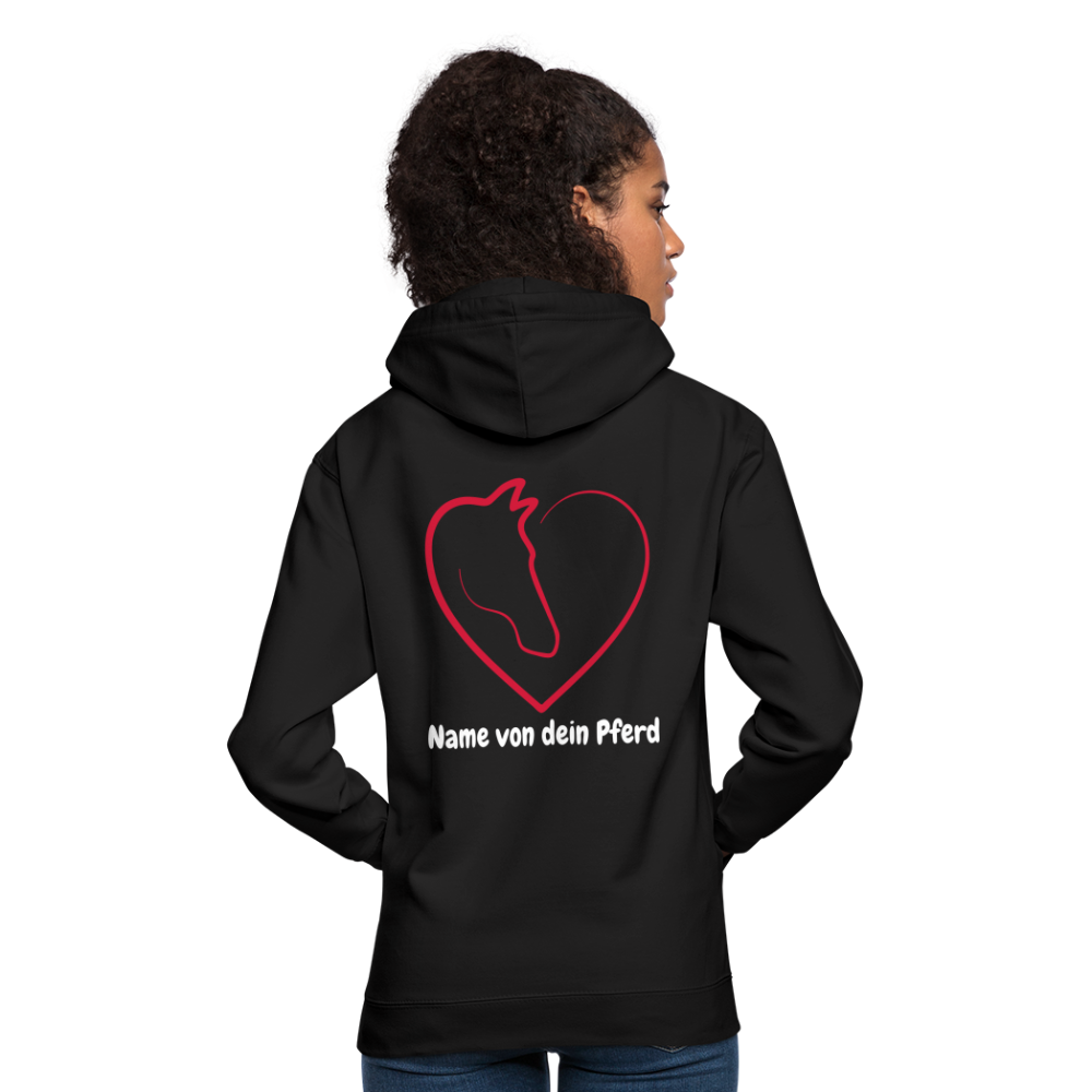 Pferdeliebe Hoodie mit Wunschname vom Pferd - Schwarz