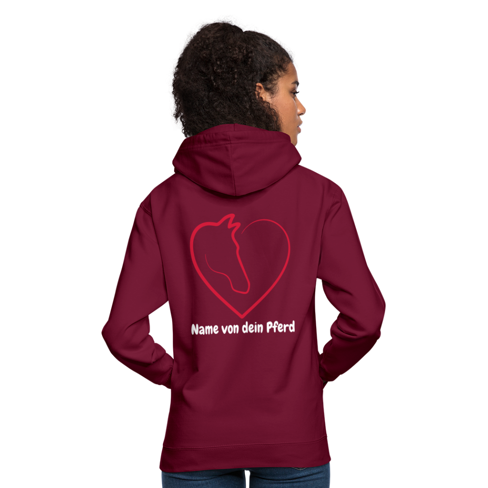 Pferdeliebe Hoodie mit Wunschname vom Pferd - Bordeaux