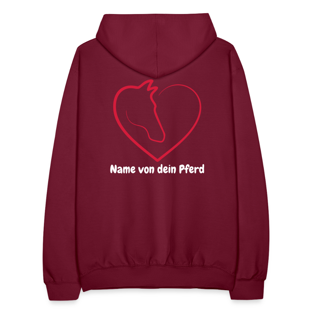 Pferdeliebe Hoodie mit Wunschname vom Pferd - Bordeaux