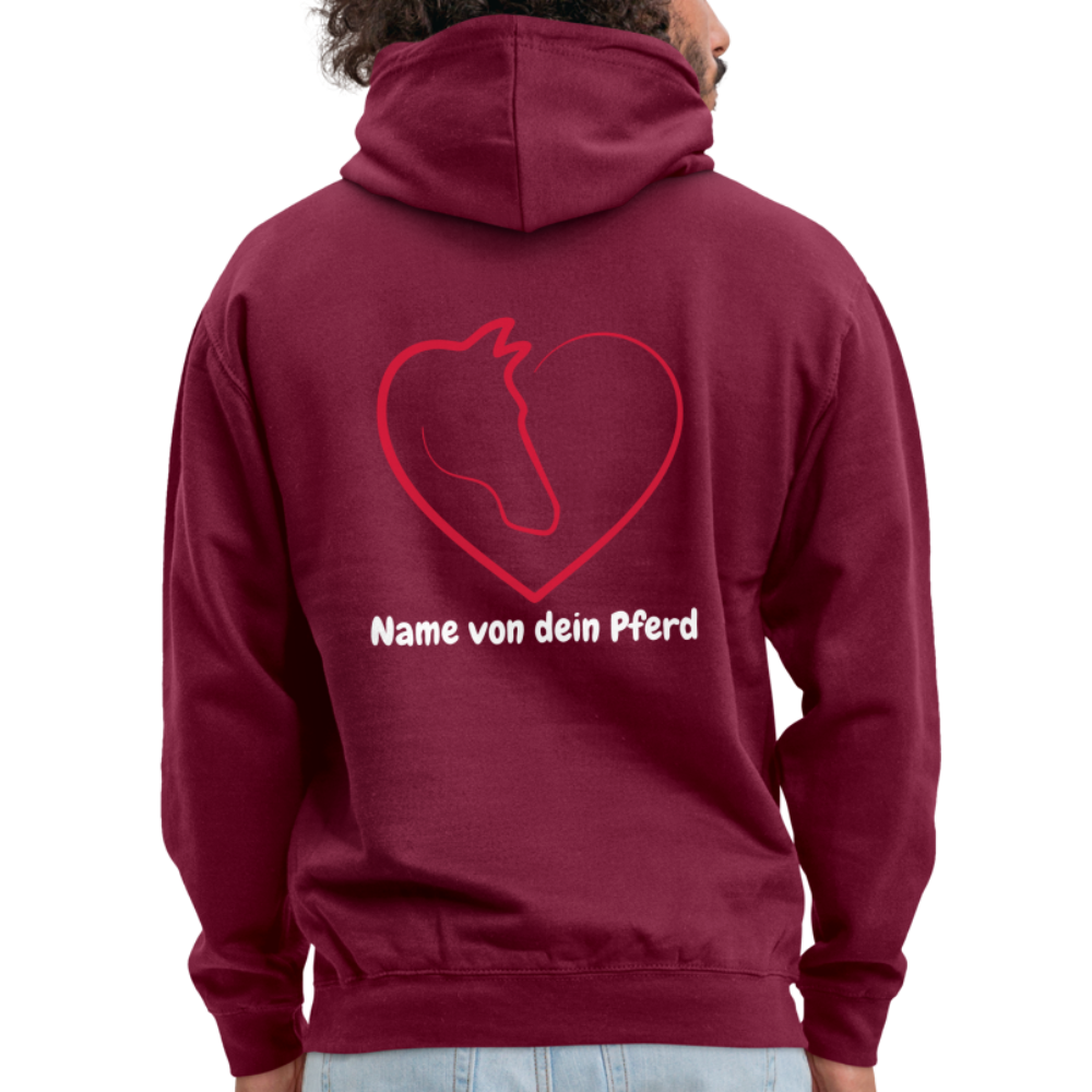 Pferdeliebe Hoodie mit Wunschname vom Pferd - Bordeaux