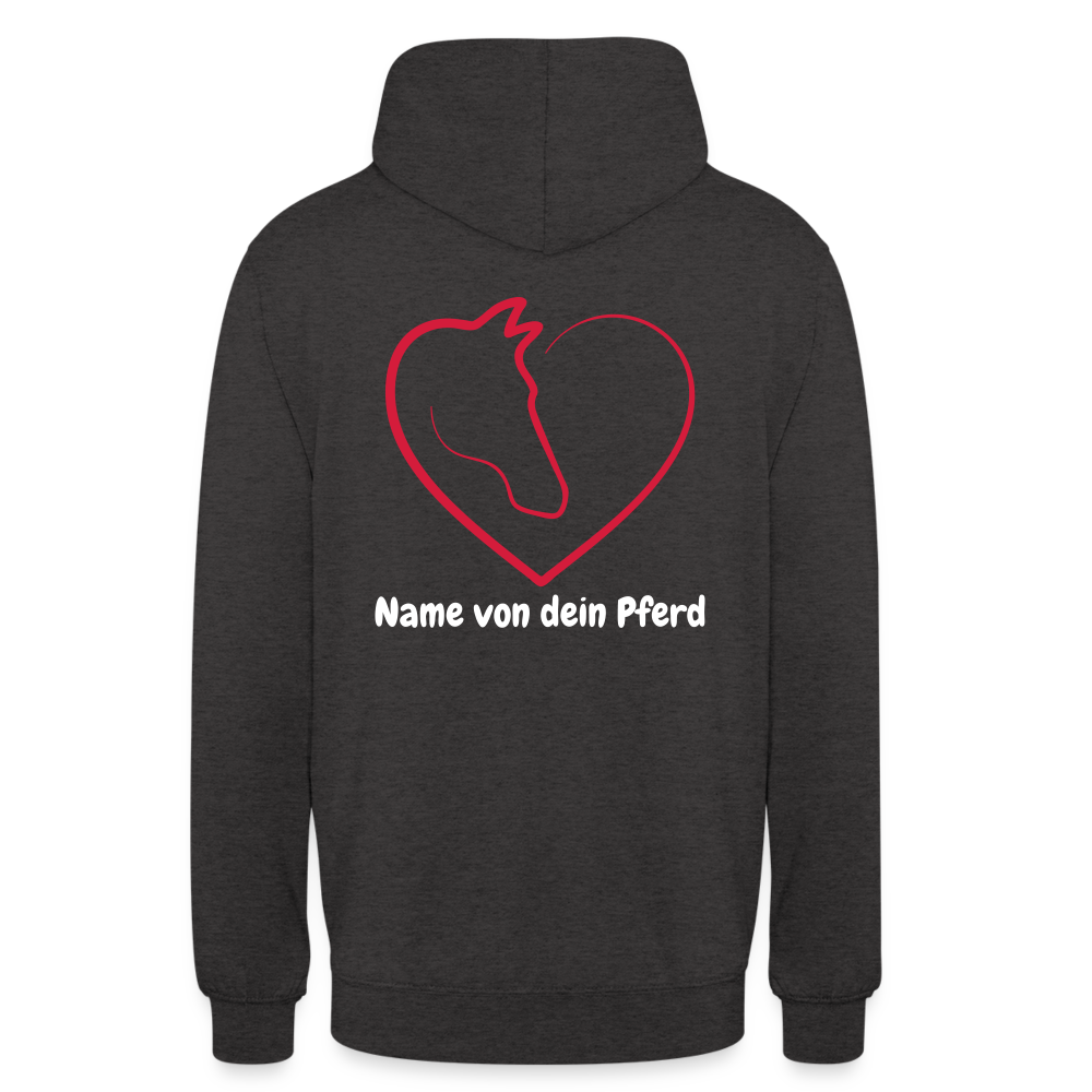Pferdeliebe Hoodie mit Wunschname vom Pferd - Anthrazit