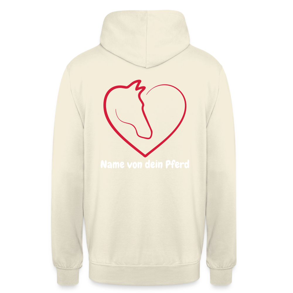 Pferdeliebe Hoodie mit Wunschname vom Pferd - Vanille-Milchshake