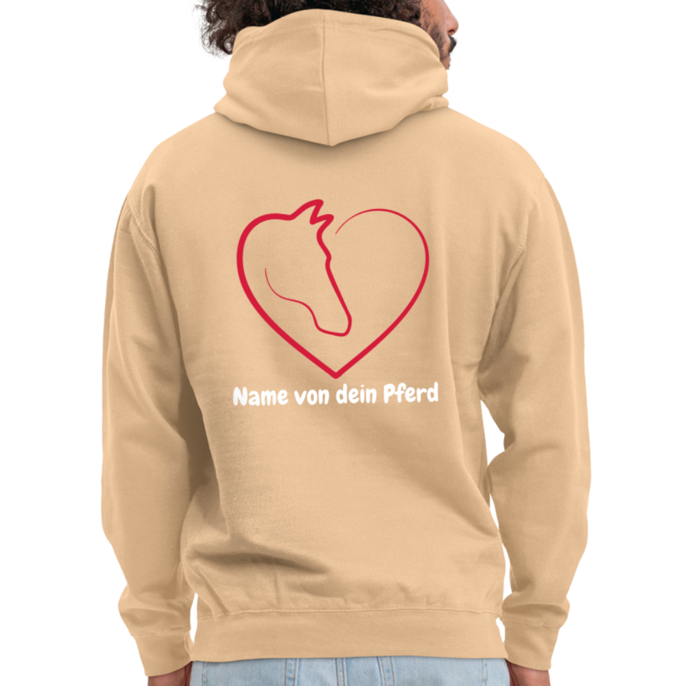 Pferdeliebe Hoodie mit Wunschname vom Pferd - Beige