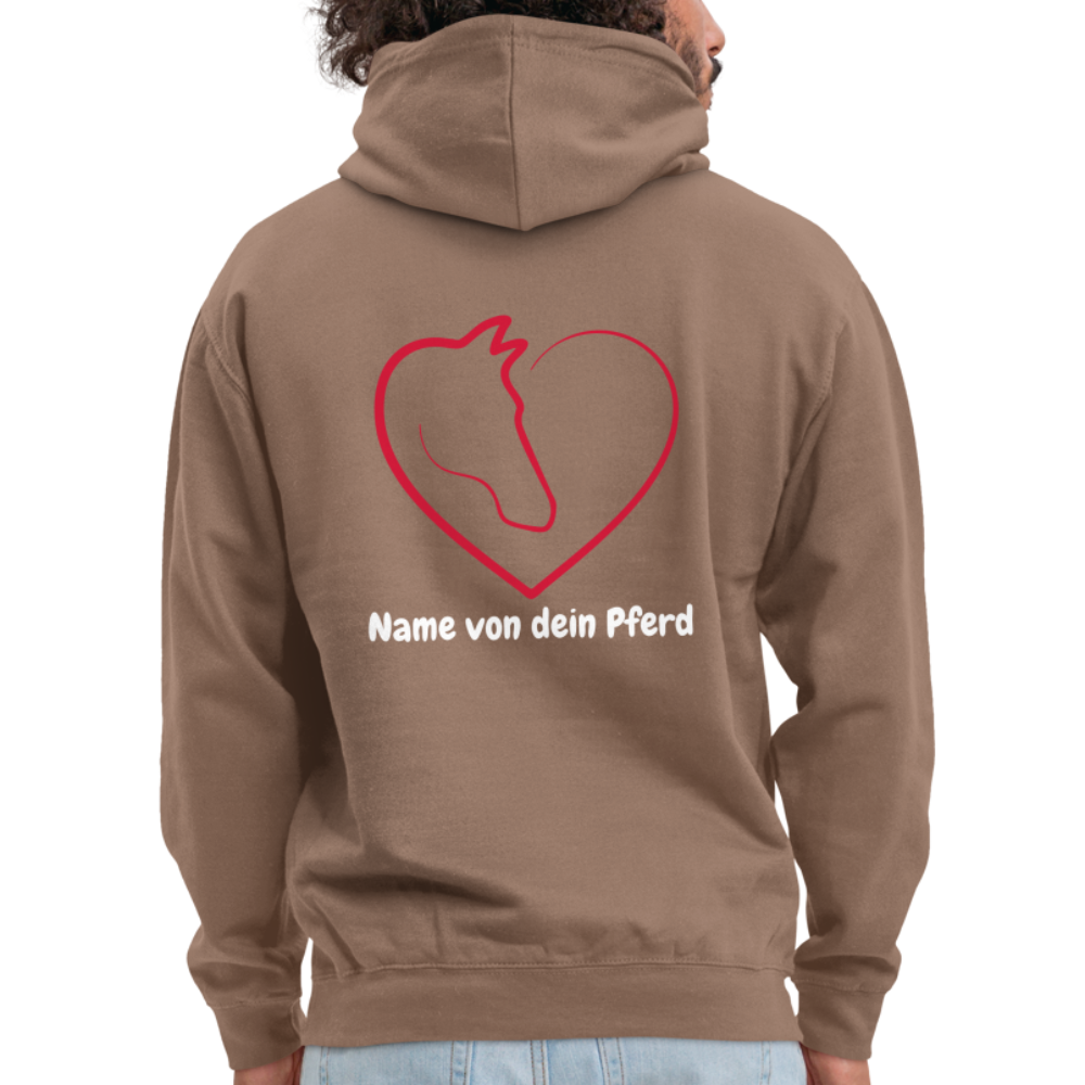 Pferdeliebe Hoodie mit Wunschname vom Pferd - Mokka