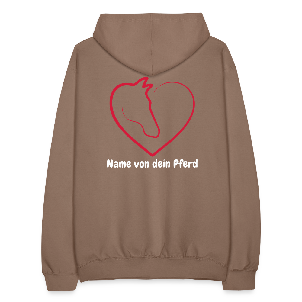 Pferdeliebe Hoodie mit Wunschname vom Pferd - Mokka