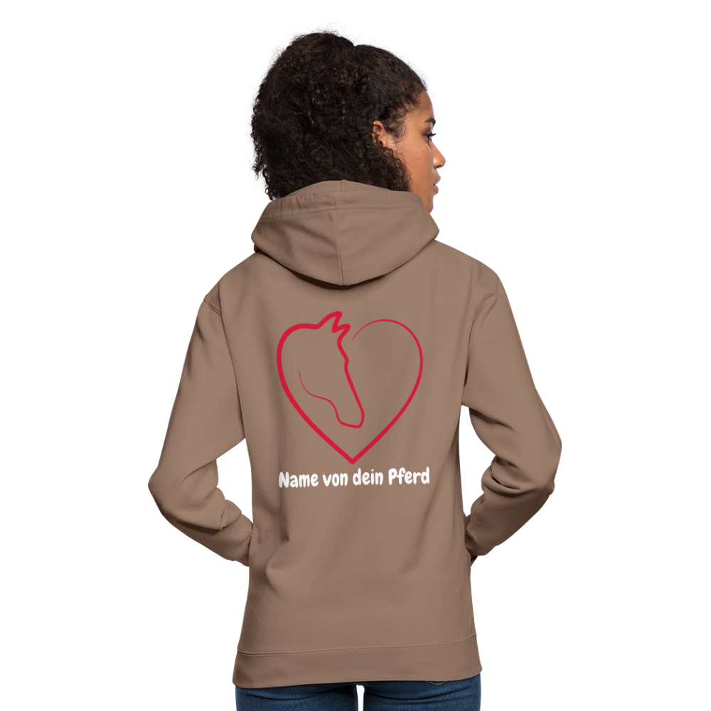Pferdeliebe Hoodie mit Wunschname vom Pferd - Mokka