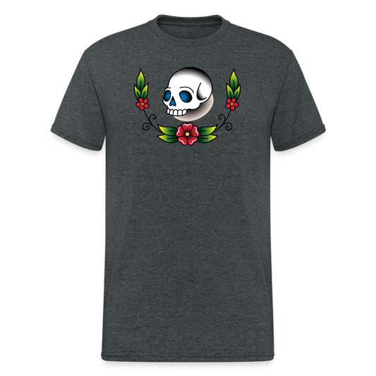 Schädel Blume Tattoo - Dunkelgrau meliert