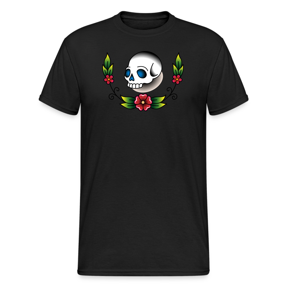 Schädel Blume Tattoo - Schwarz