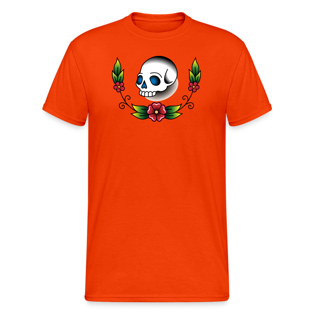 Schädel Blume Tattoo - kräftig Orange