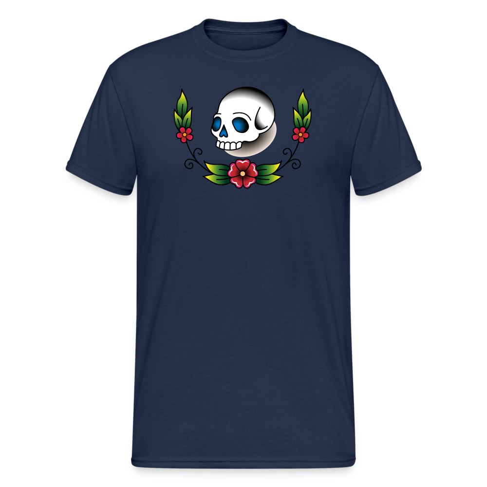 Schädel Blume Tattoo - Navy