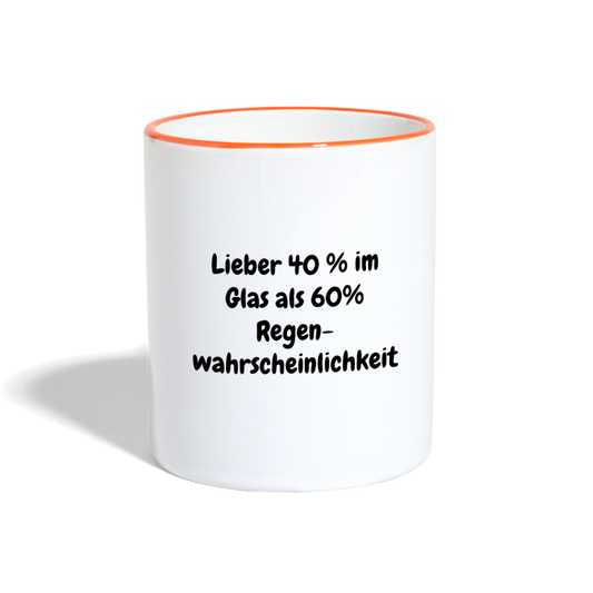 Lieber 40 % im Glas als 60% Regen- wahrscheinlichkeit - Weiß/Orange