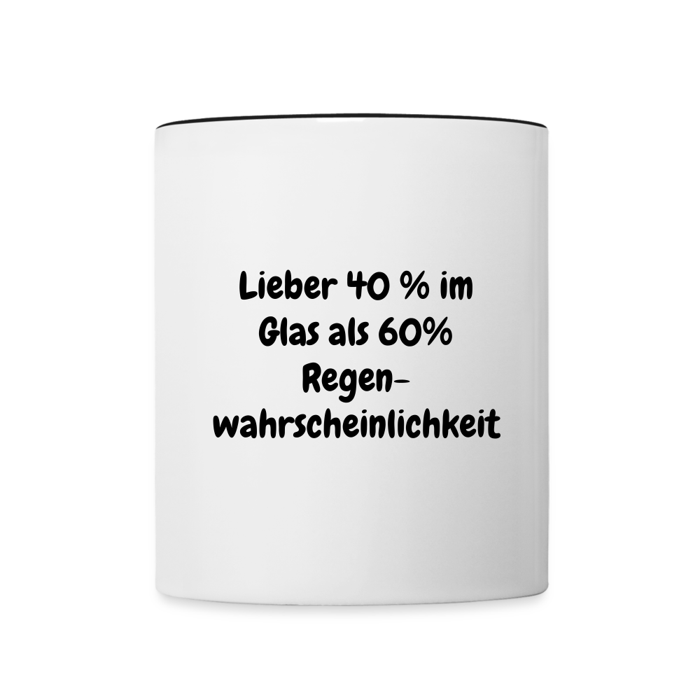 Lieber 40 % im Glas als 60% Regen- wahrscheinlichkeit - Weiß/Schwarz