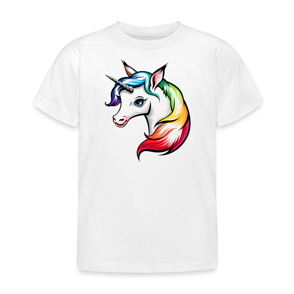 Kinder T-Shirt Regenbogen Einhorn - weiß