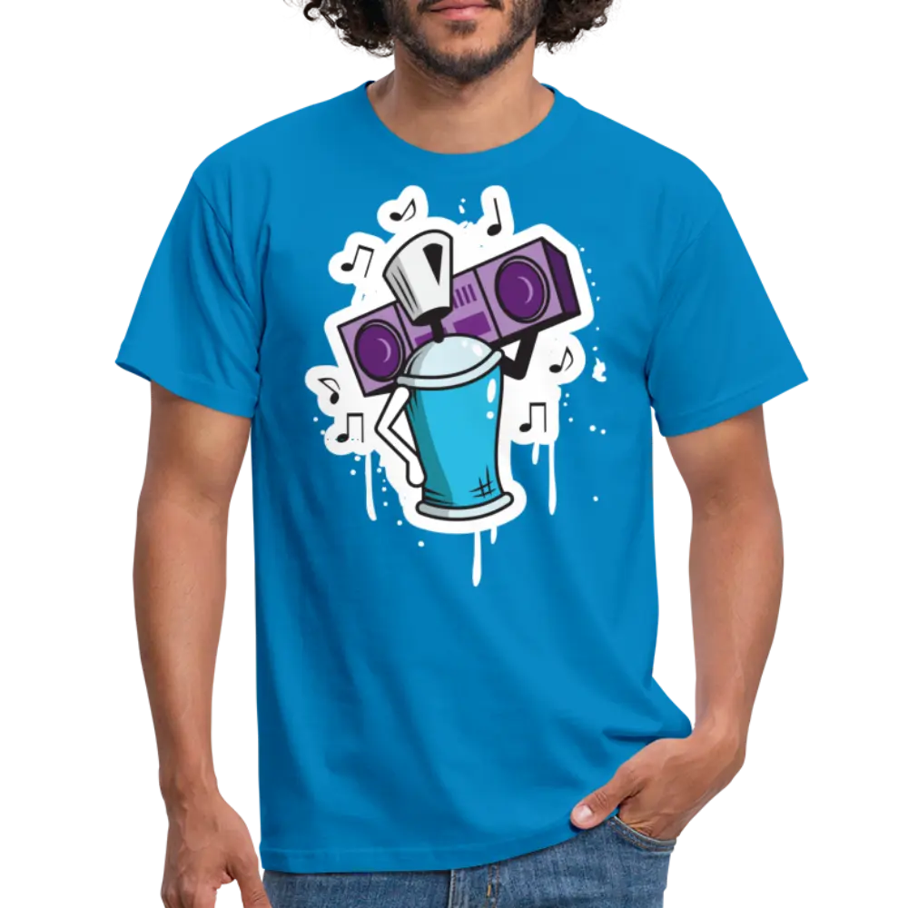 Tshirt Graffiti Ghetto Blaster - Royalblau