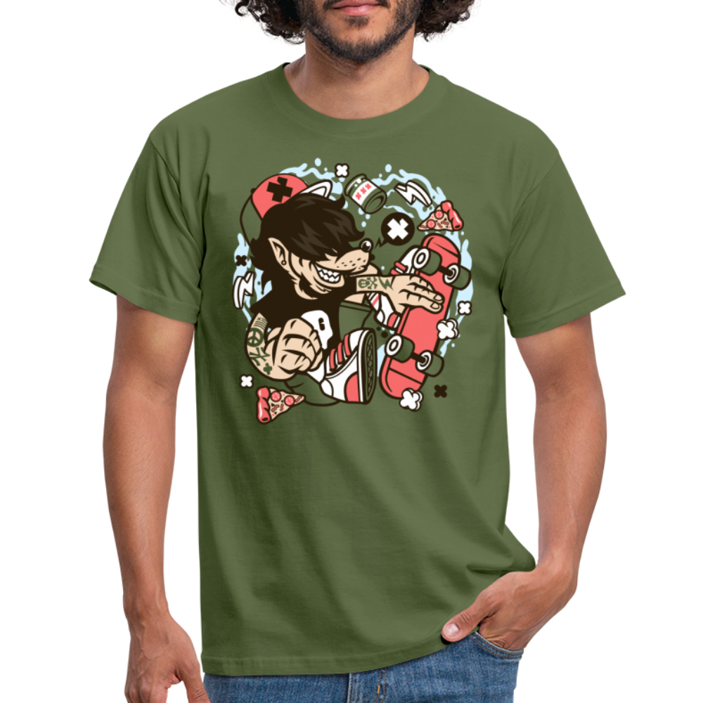 SSW1380 Tshirt Wolf_Skater - Militärgrün