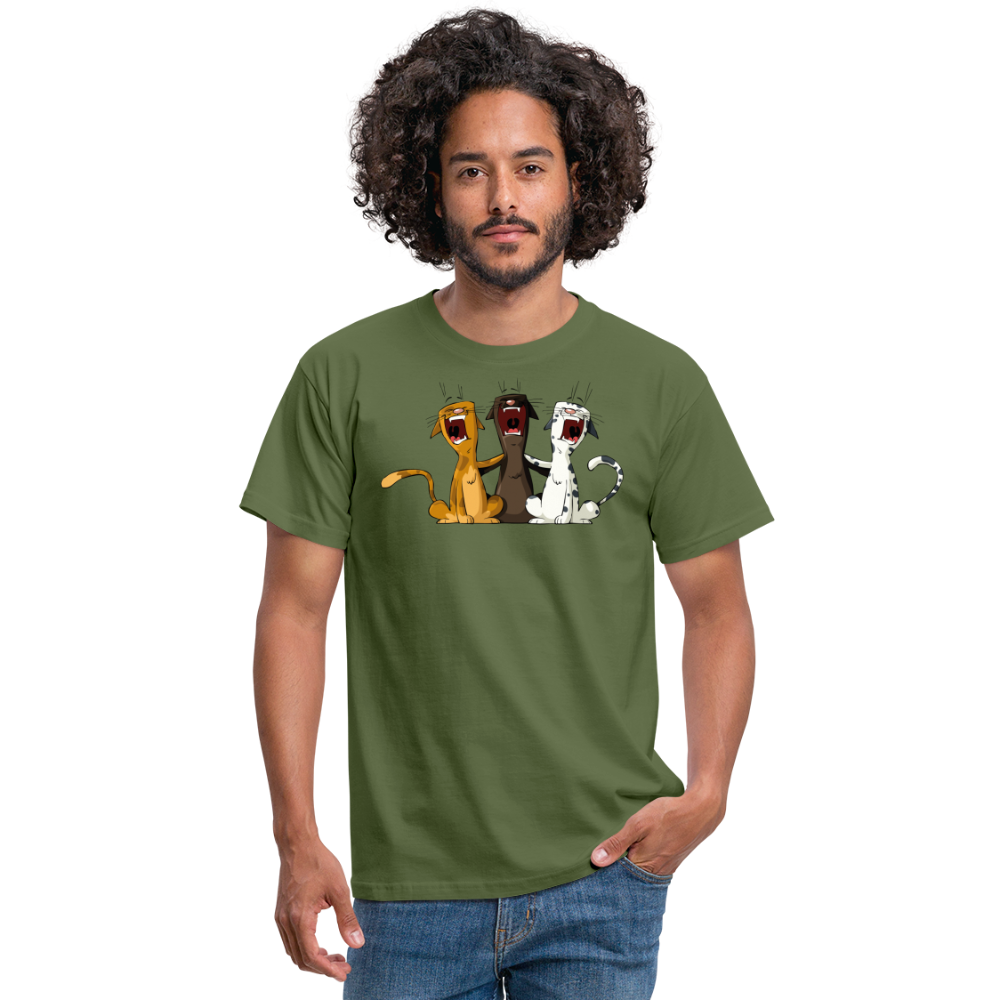 SSW1384 Tshirt Singen katzen - Militärgrün