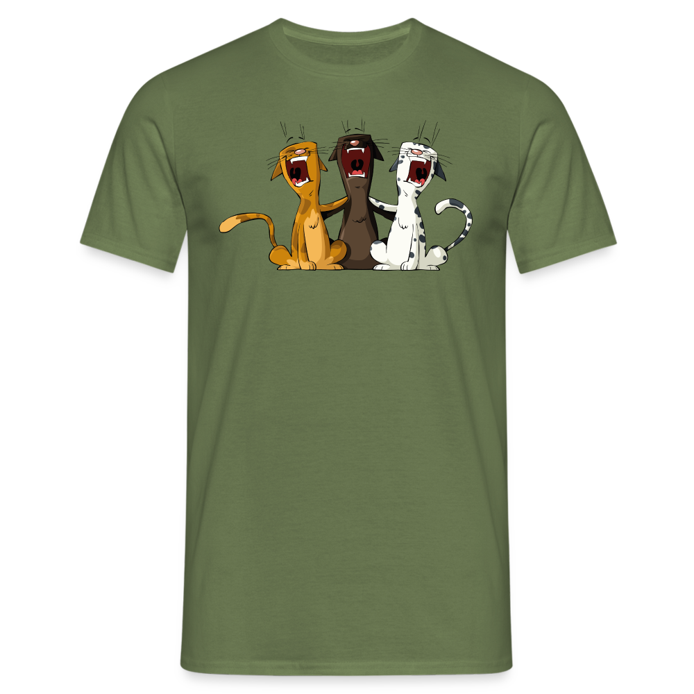 SSW1384 Tshirt Singen katzen - Militärgrün