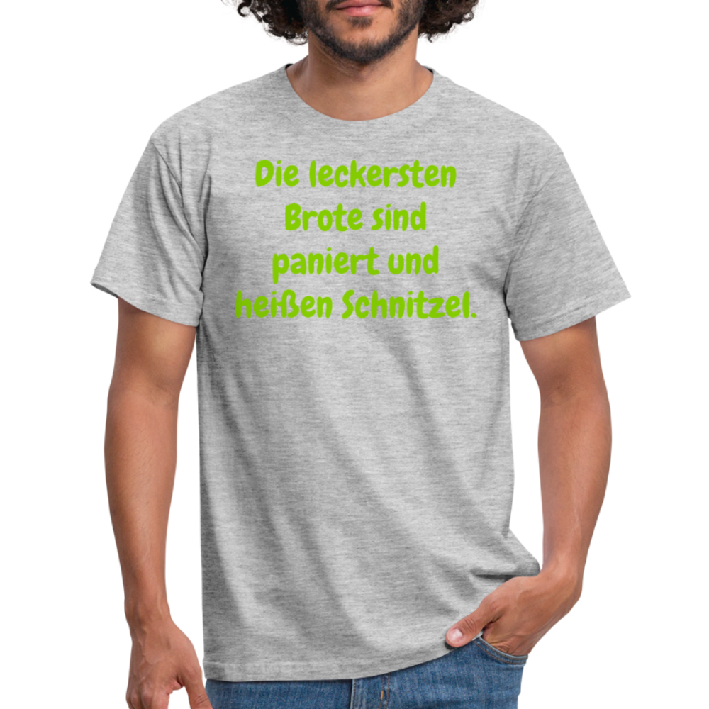 SSW1426 Tshirt Die leckersten Brote sind paniert und heißen Schnitzel. - Grau meliert