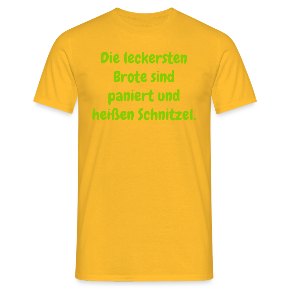 SSW1426 Tshirt Die leckersten Brote sind paniert und heißen Schnitzel. - Gelb