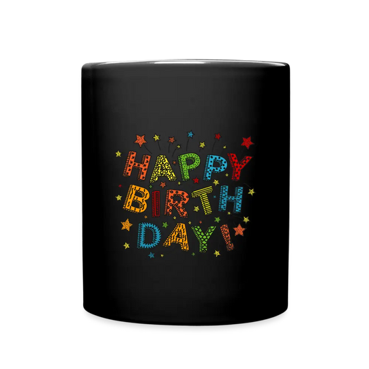 SSW1449 Kaffeetasse Happy birthday - Schwarz