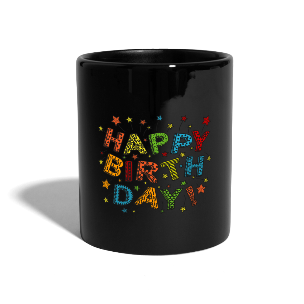 SSW1449 Kaffeetasse Happy birthday - Schwarz